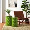 Set of 2 Embossed Honeycomb Texture Cylindrical Metal Garden Stool
